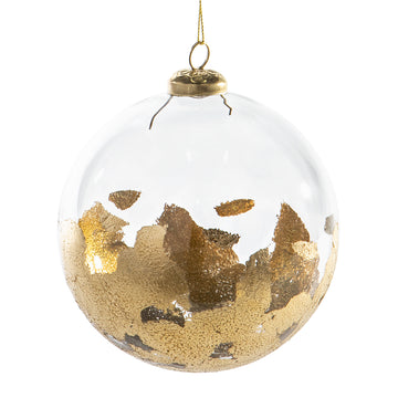 4.75” Gold Confetti Glass Ball Ornament
