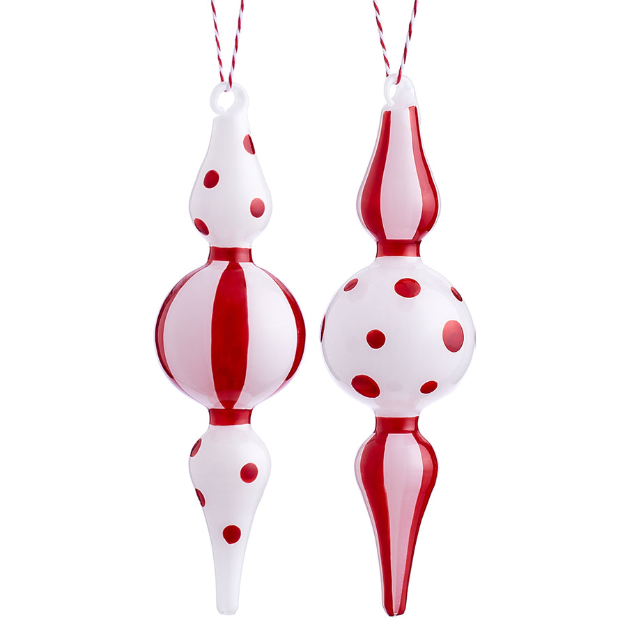 Red and White Polka Dot Finials (Set of 2)