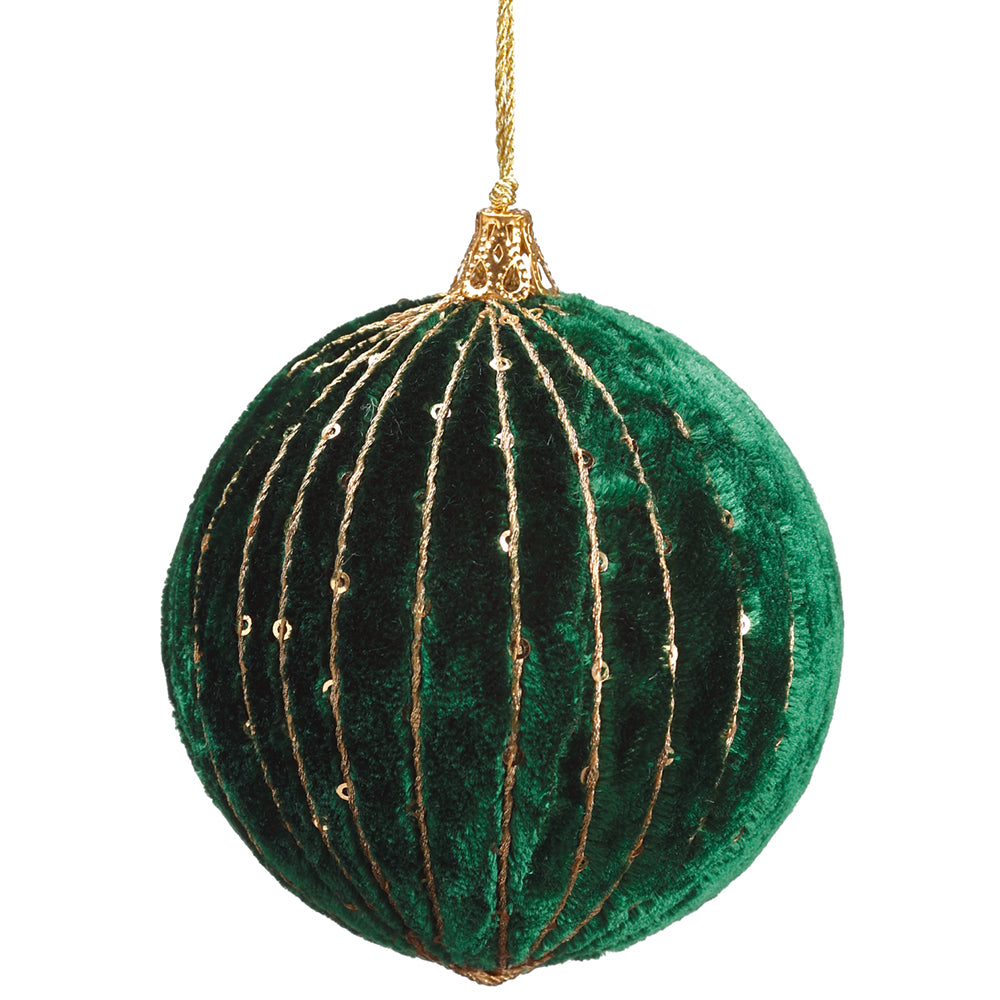 4” Velvet Green Ball Ornament