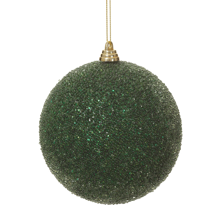 4” Deep Green Glitzy Ball Ornament