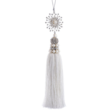 10” Silver Jeweled Tassle Ornament