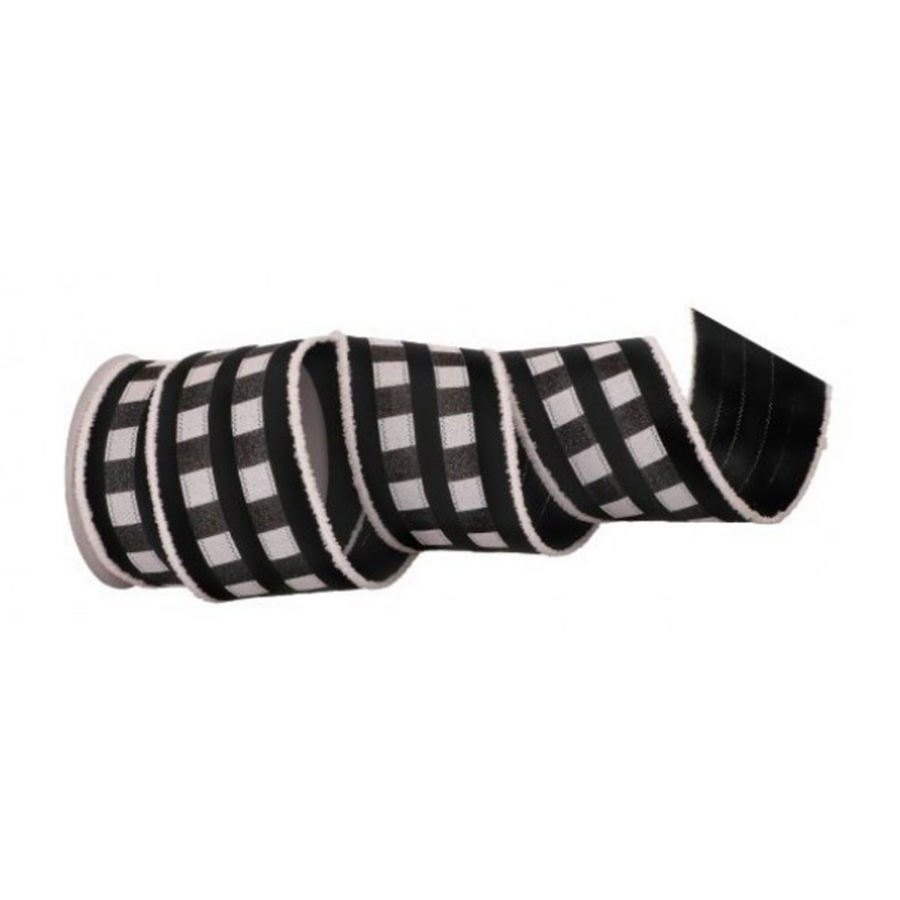 4” Black and White Checkered Ribbon