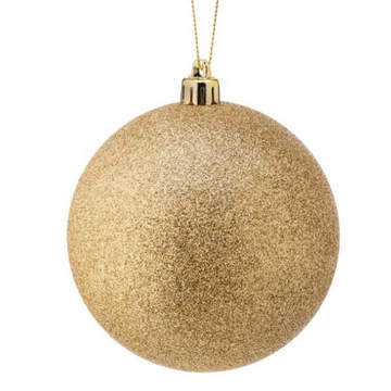 3.9” Gold Glitter Ball Ornament (Box of 4)