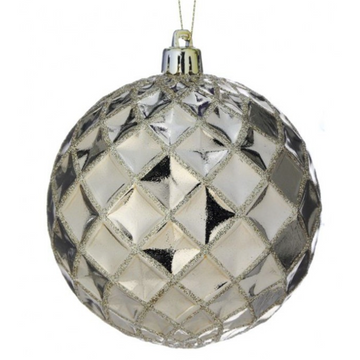 3.9” Gold Ball Ornament with Gold Swirl Detail (Box of 4)
