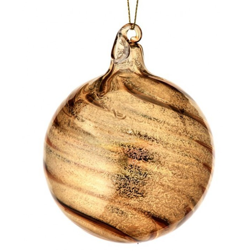 3.5” Gold Swirl Glass Ball Ornament