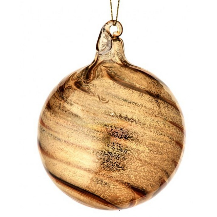 3.5” Gold Swirl Glass Ball Ornament