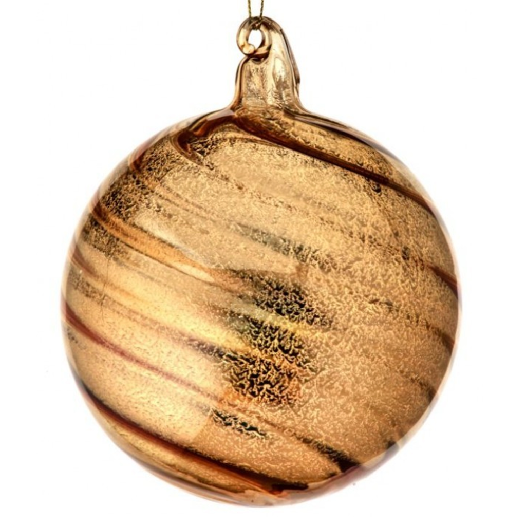 4.7” Large Gold Swirl Glass Ball Ornament