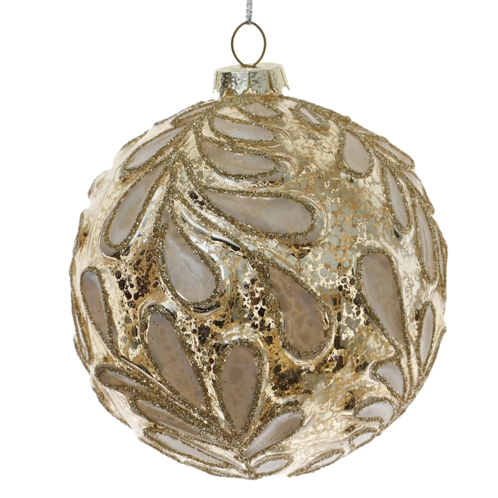 3.9” Gold Mistletoe Ball Ornament