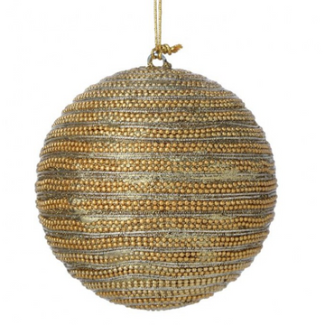 4” Gold Beaded Ball Ornament