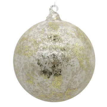 4.7” Gold and White Glass Ball Ornament