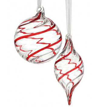 3.5-6” Peppermint Swirl Ball and Finial (Set of 2)