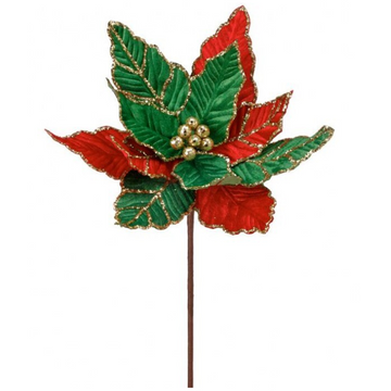 Red Green and Gold Poinsettia Stem