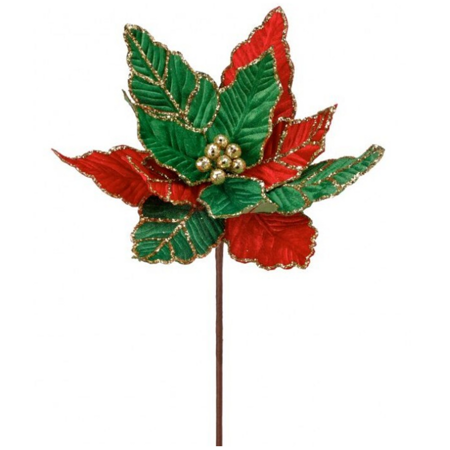 Red Green and Gold Poinsettia Stem