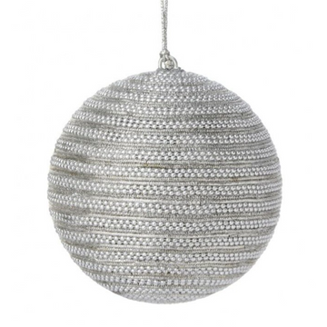 4” Silver Beaded Ball Ornament