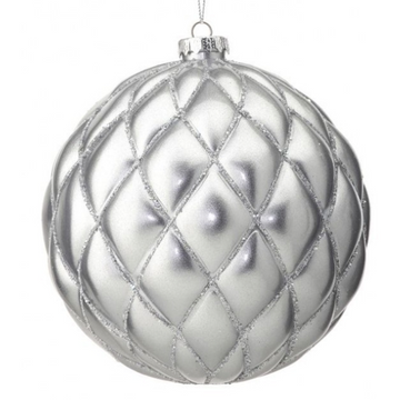5.9” Large Silver Swirled Ball Ornament