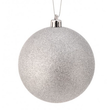 3.9” Silver Glitter Ball Ornament (Box of 4)