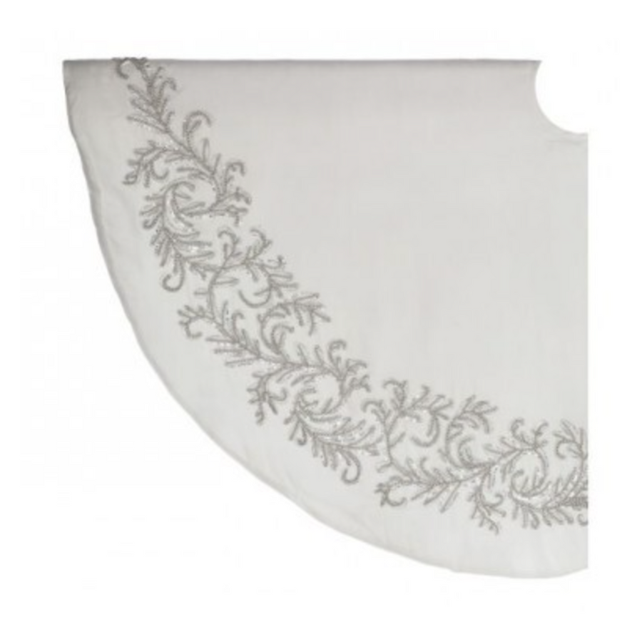 White Tree Skirt with Bead Work