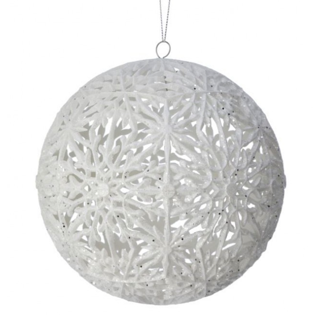 5.9” White Snowflake Ball Ornament