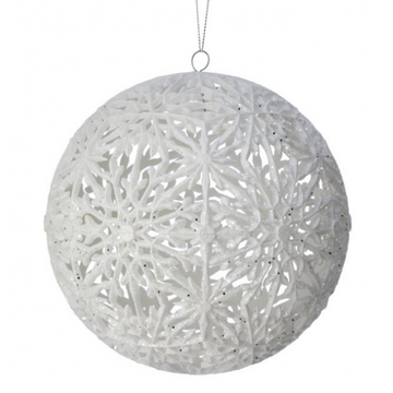 5.9” White Snowflake Ball Ornament