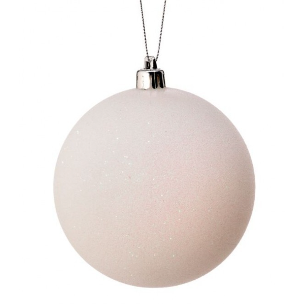 3.9” White Glitter Ball Ornament (Box of 4)