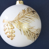 White and Gold Pinecone Ornament
