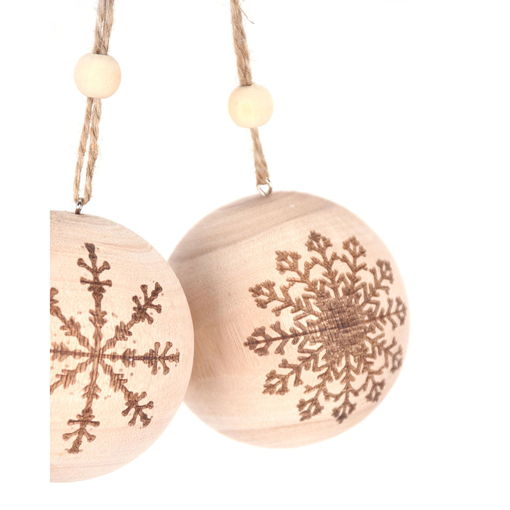 2.75” Wood Snowflake Sphere Ornament