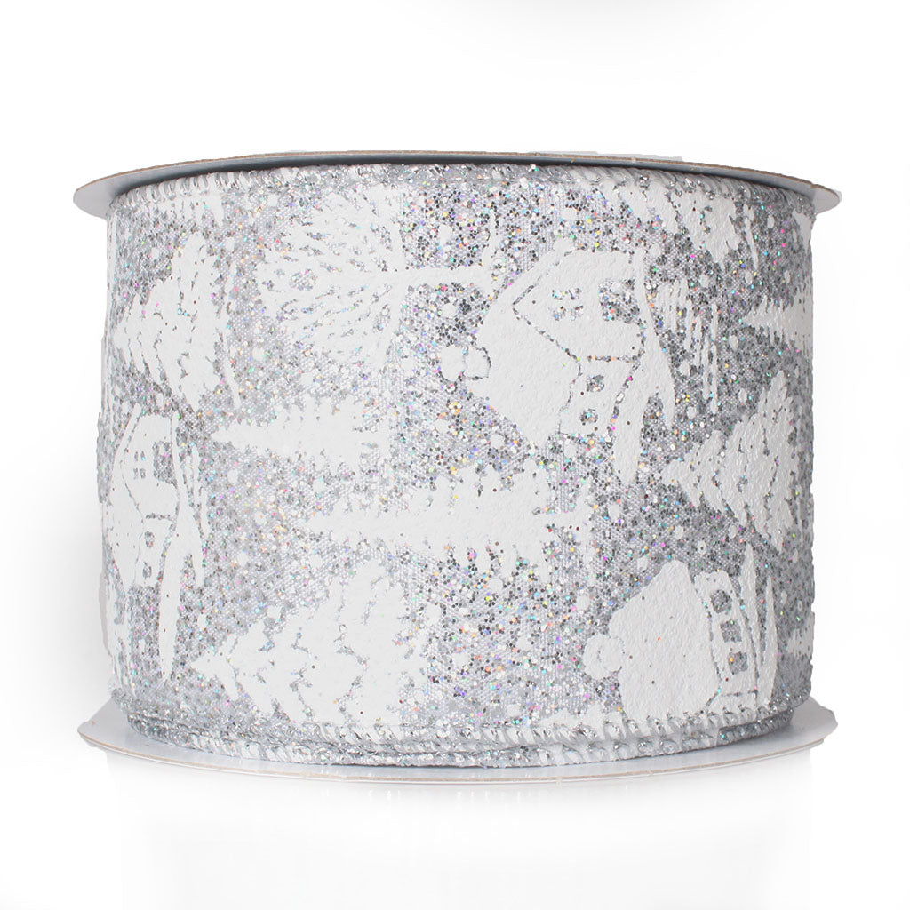 2.5” Glitter Winter Scene Ribbon