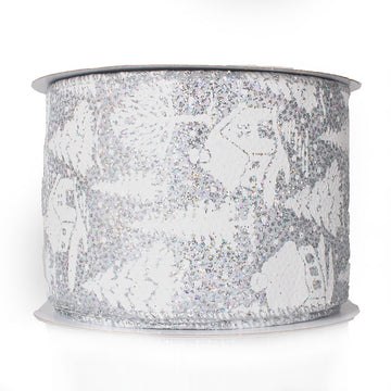 2.5” Glitter Winter Scene Ribbon