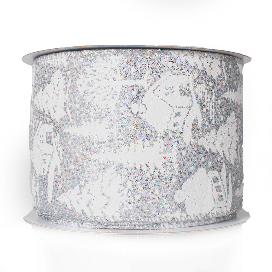 2.5” Glitter Winter Scene Ribbon