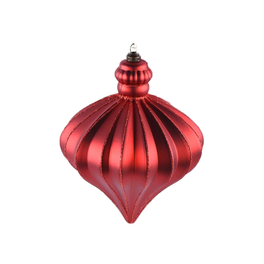 Red Matte and Glitter Onion Finial (Box of 6)