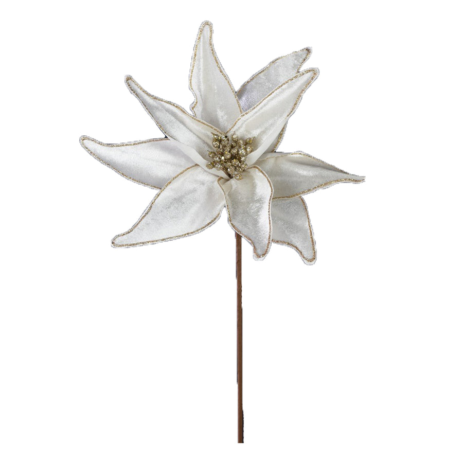 Shimmery White Poinsettia with Gold Glitter