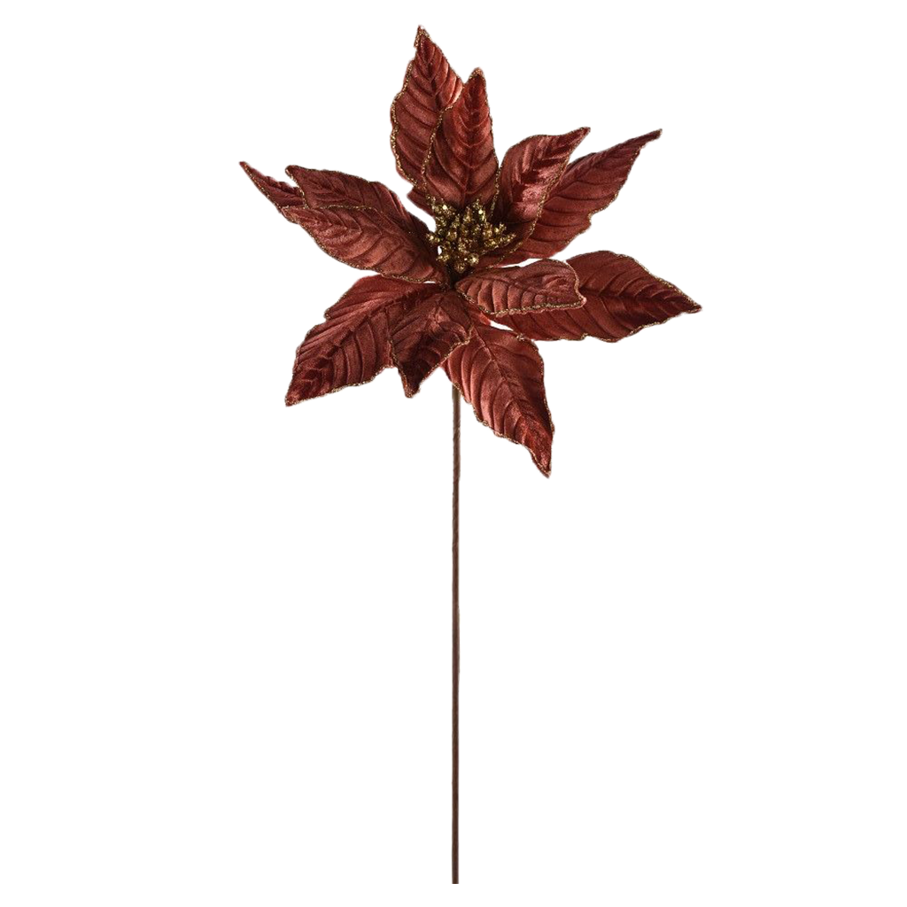 Copper Velvet Poinsettia with Gold Glitter