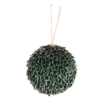 Emerald Green Pinecone Ball with Glitter