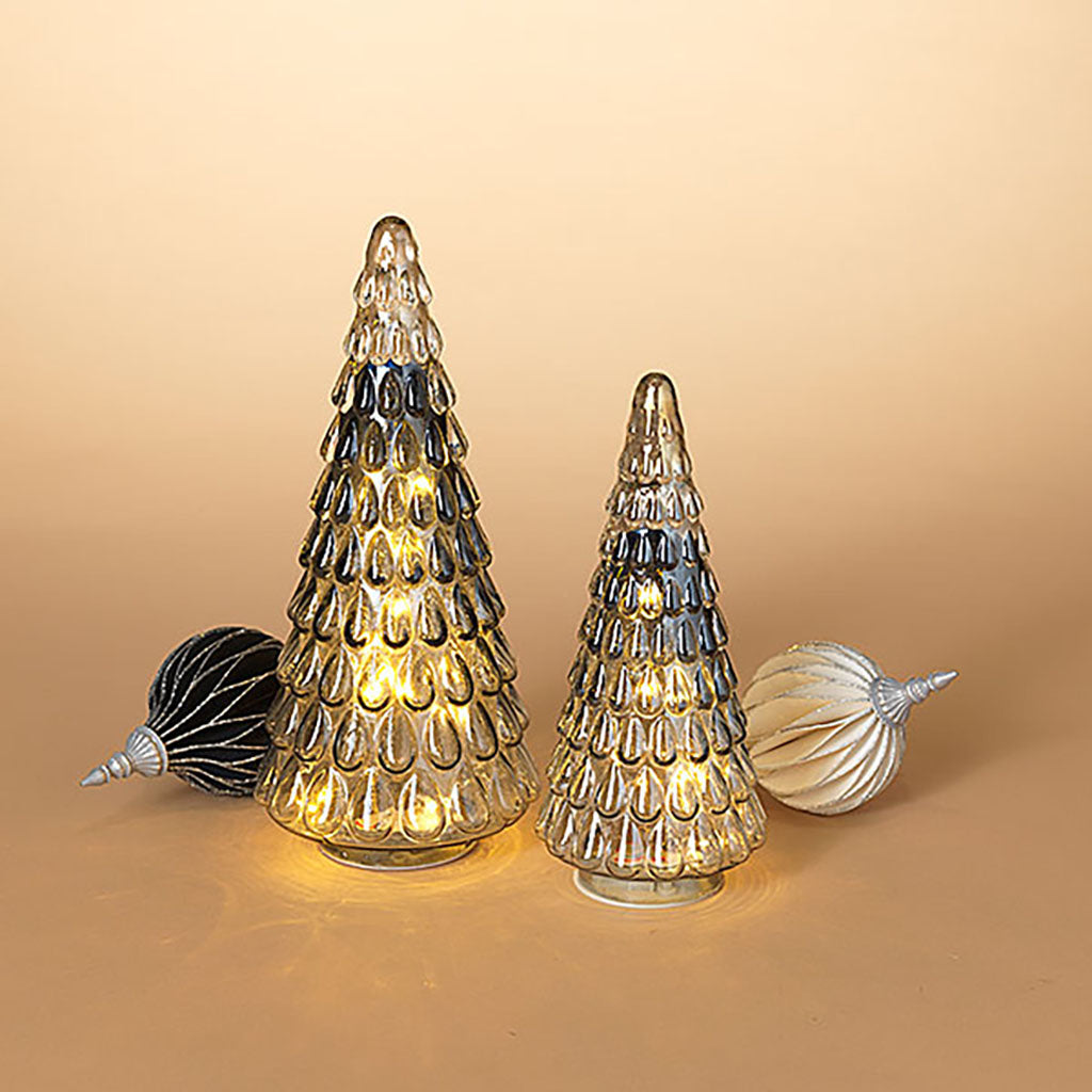 Lighted Glass Tabletop Trees (Set of 2)