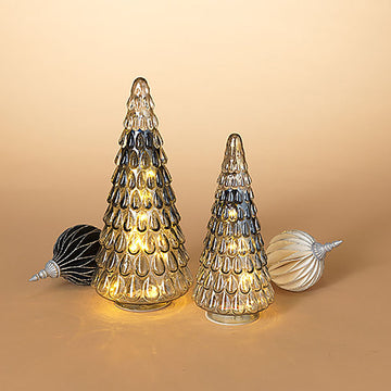 Lighted Glass Tabletop Trees (Set of 2)