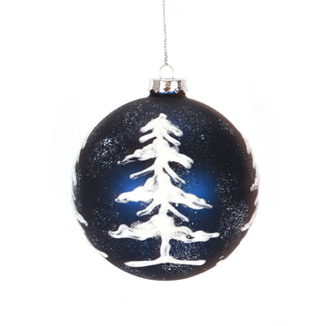 Frosted Dark Blue Tree Christmas Ornament Ball