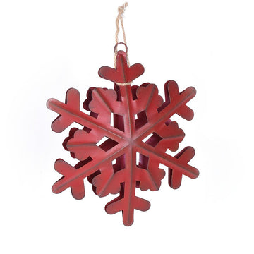 8” Red Metal Ornament Snowflake