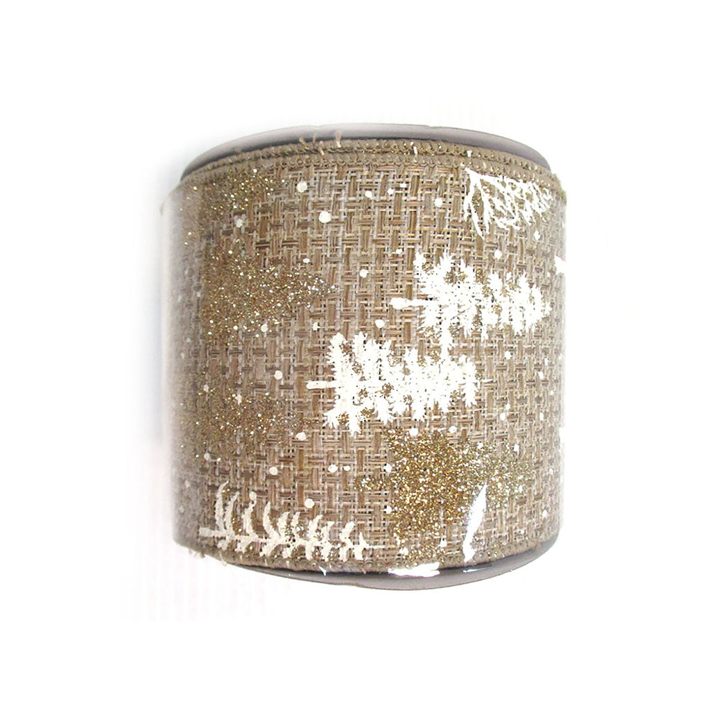 White Trees on Burlap Ribbon