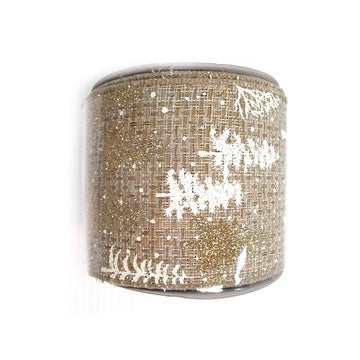 4” White Trees on Burlap Ribbon