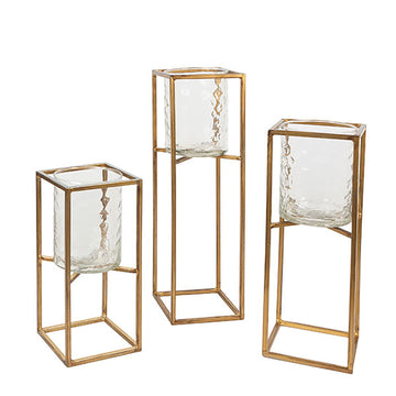 Standing Gold Candle Holders (Set of 3)