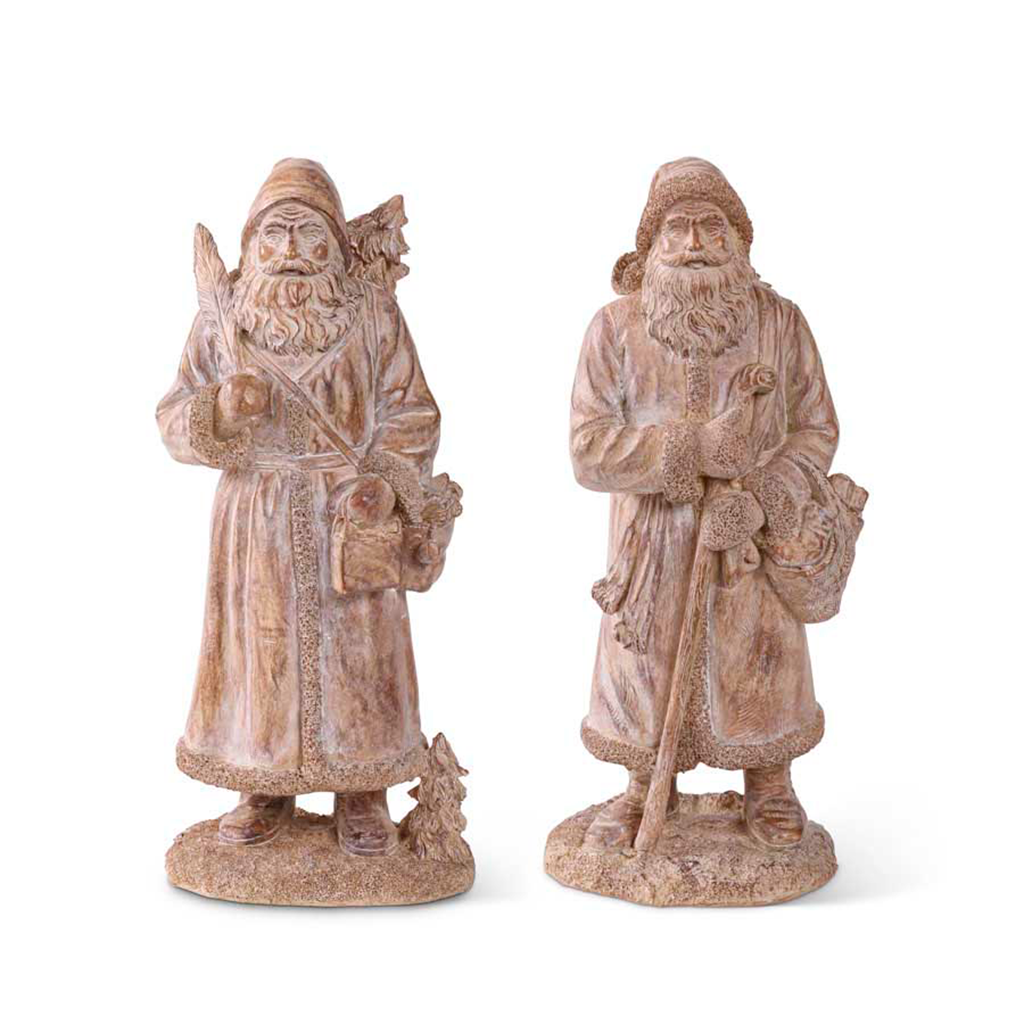 Natural Wood Santa (Set of 2)