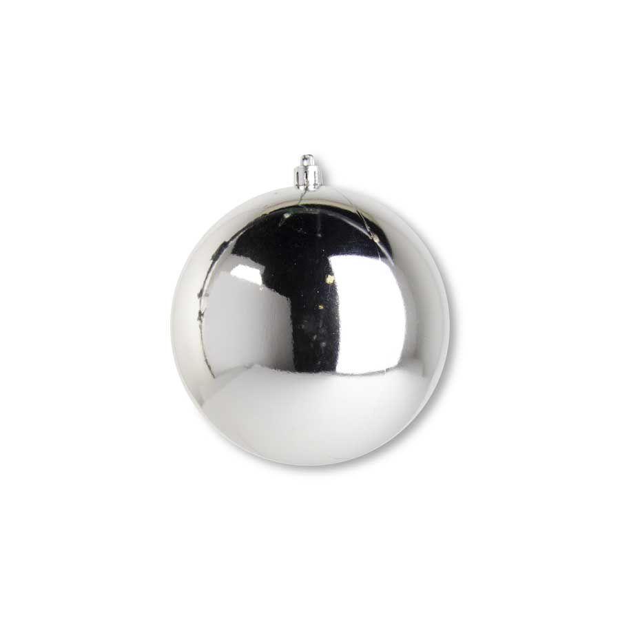 4.5” Silver Shiny Shatterproof Round Ornament