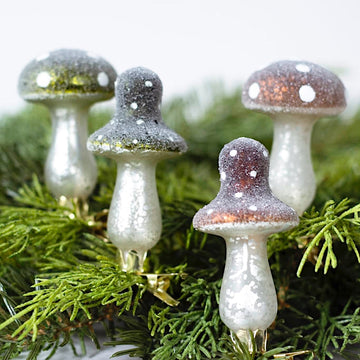 Taupe Mushroom Clip Ornament (Set of 2)