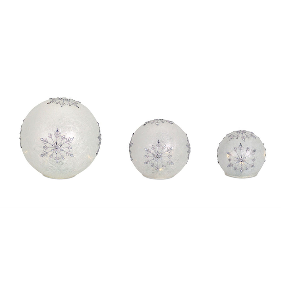 Snowflake Glass Globes (Set of 3)