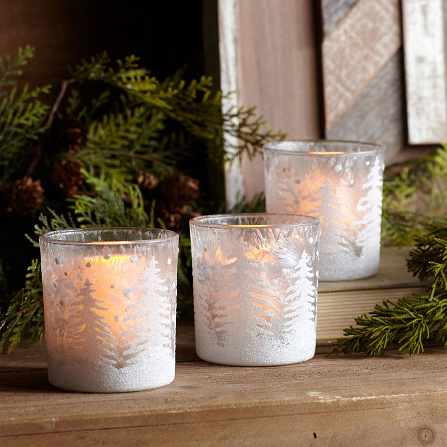 Frosted Tree Votive (Set of 3)