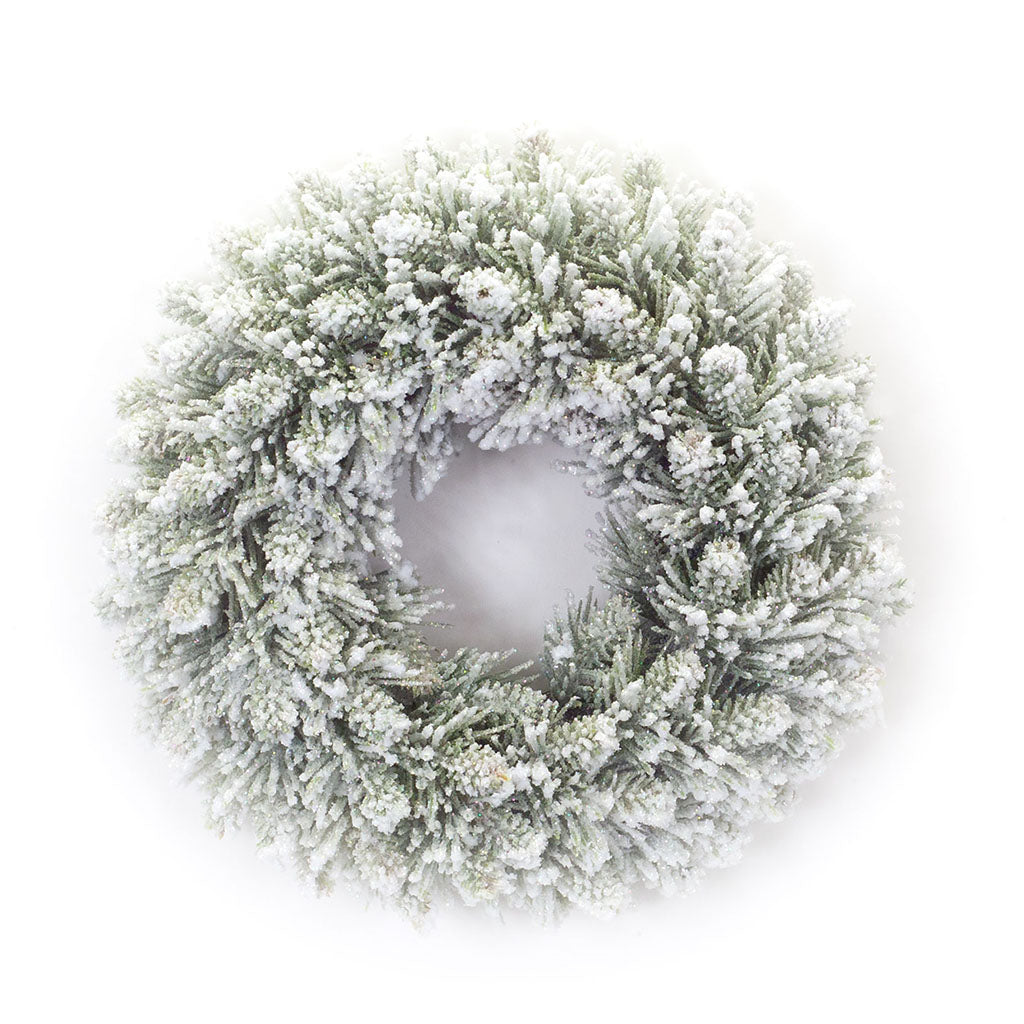 11" Traditional Flocked Candle Ring Wreath
