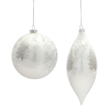 Silver and White Ornament (Set of 2)