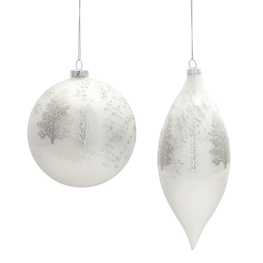 5.5-8.5” Silver and White Ornament (Set of 2)