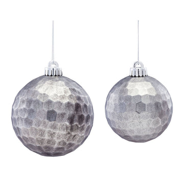 4-4.5” Silver Hammered Texture Ornament (Set of 2)
