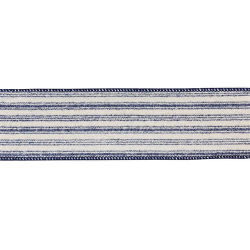 2.5” Blue Linen Striped Ribbon